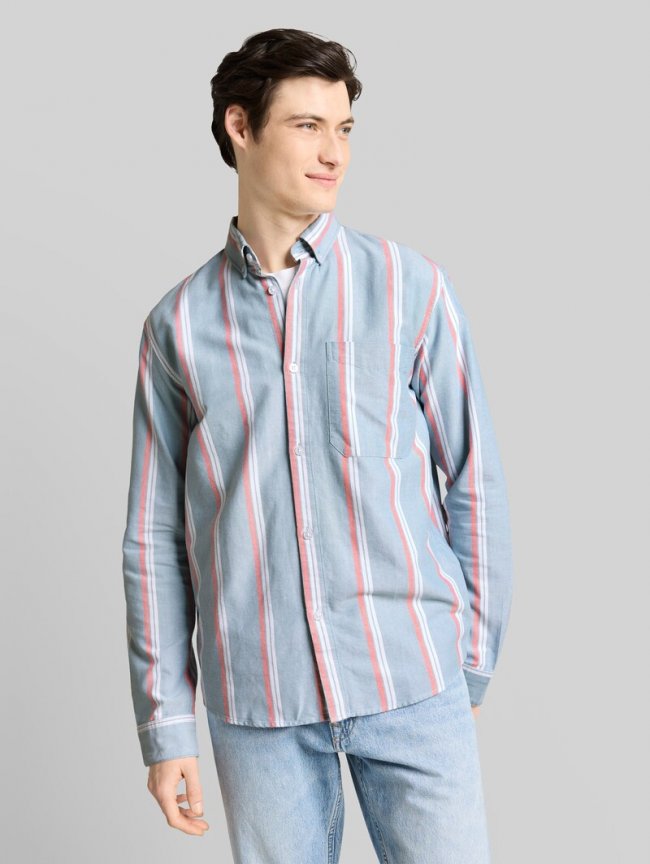 Tom Tailor Relaxed Fit Hemd aus Baumwolle - Citadel Blue Stripe Tom Tailor Relaxed Fit Hemd aus Baumwolle - Citadel Blue Stripe