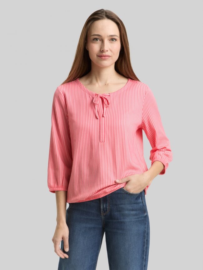Tom Tailor Blusenshirt mit Streifenmuster - Soft Coral Pink White Stripe Tom Tailor Blusenshirt mit Streifenmuster - Soft Coral Pink White Stripe