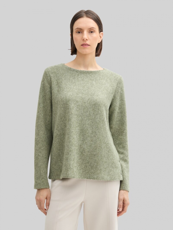 Tom Tailor Soft-Touch Sweatshirt mit Knopf-Details - Pure Sage Melange Tom Tailor Soft-Touch Sweatshirt mit Knopf-Details - Pure Sage Melange