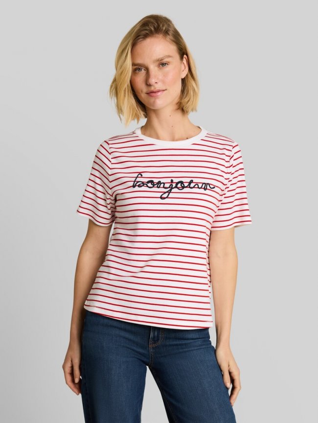 Tom Tailor T-Shirt mit Schriftzug - Red Offwhite Stripe Tom Tailor T-Shirt mit Schriftzug - Red Offwhite Stripe