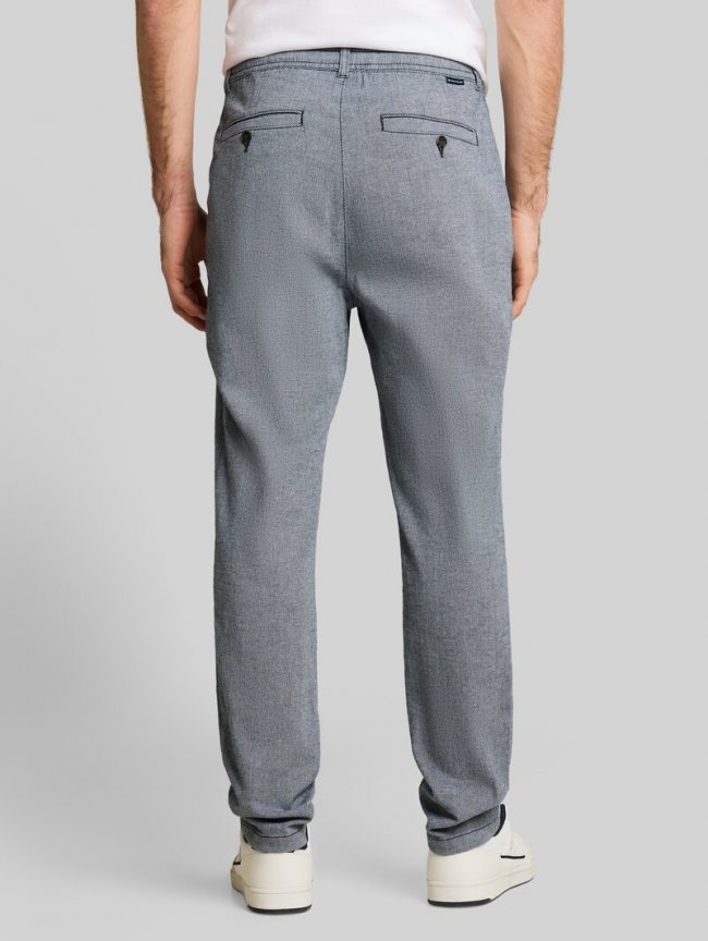 Tom Tailor Regular Tapered Chino Hose mit Kordelzug - Navy Structure Tom Tailor Regular Tapered Chino Hose mit Kordelzug - Navy Structure