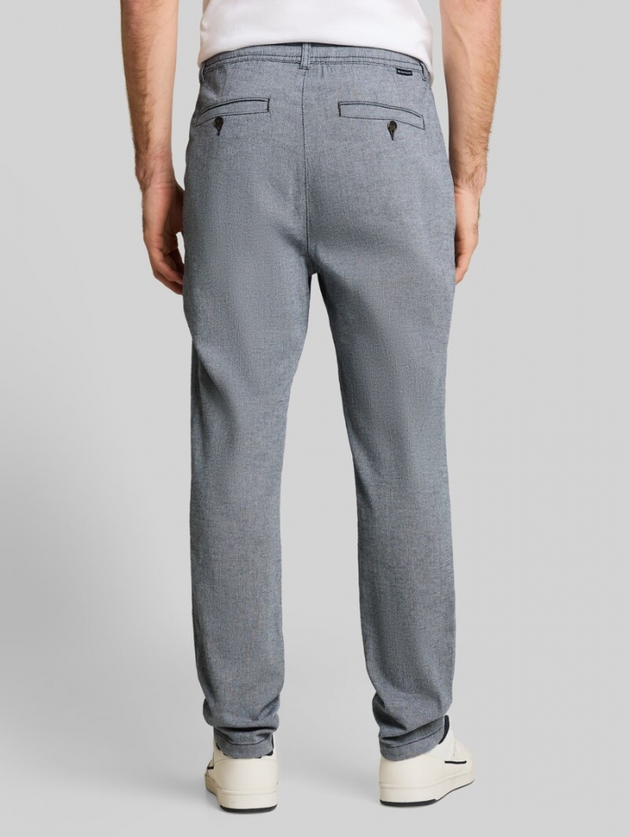 Tom Tailor Regular Tapered Chino Hose mit Kordelzug - Navy Structure Tom Tailor Regular Tapered Chino Hose mit Kordelzug - Navy Structure