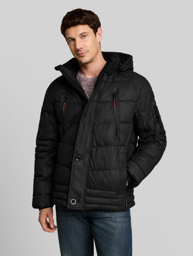 Tom Tailor Puffer-Jacke mit abnehmbarer Kapuze - Dark Herringbone Structure Tom Tailor Puffer-Jacke mit abnehmbarer Kapuze - Dark Herringbone Structure