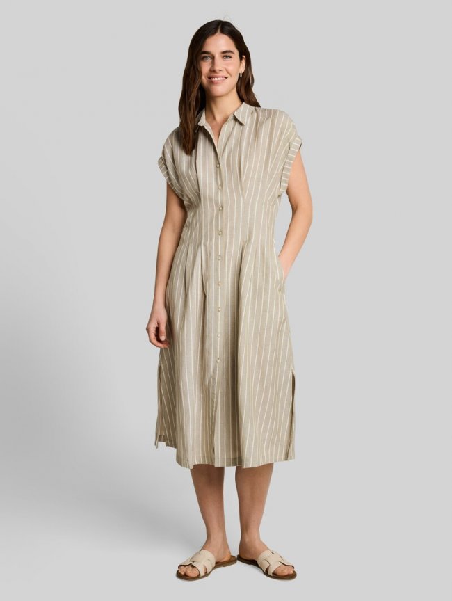 Tom Tailor Midi-Kleid mit Streifenmuster - Olive Irregular Stripe Tom Tailor Midi-Kleid mit Streifenmuster - Olive Irregular Stripe