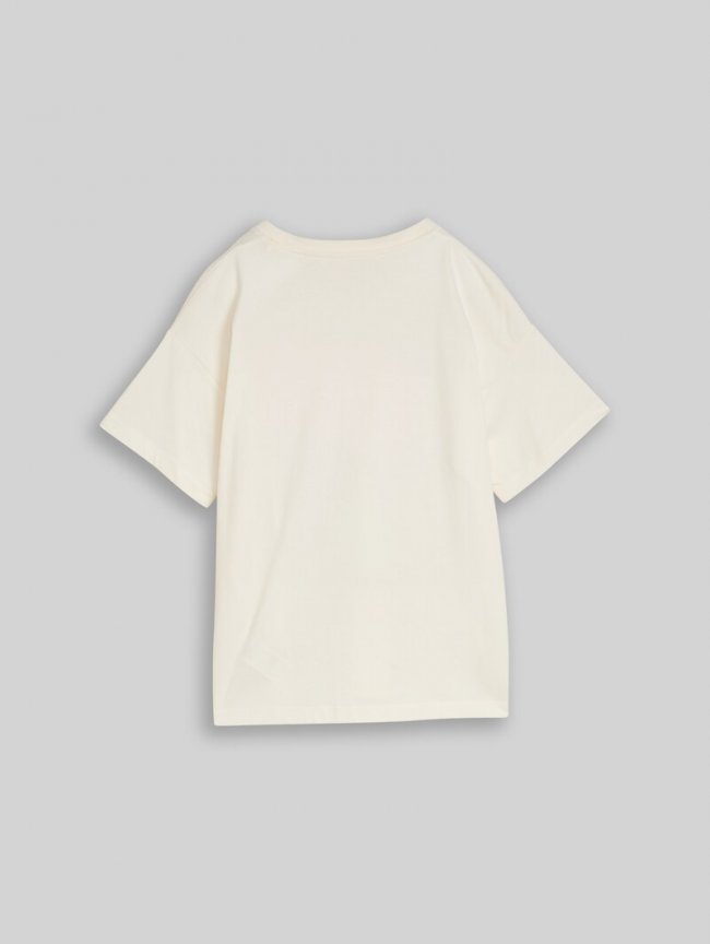 Tom Tailor Oversize T-Shirt mit Print - Wool White Tom Tailor Oversize T-Shirt mit Print - Wool White