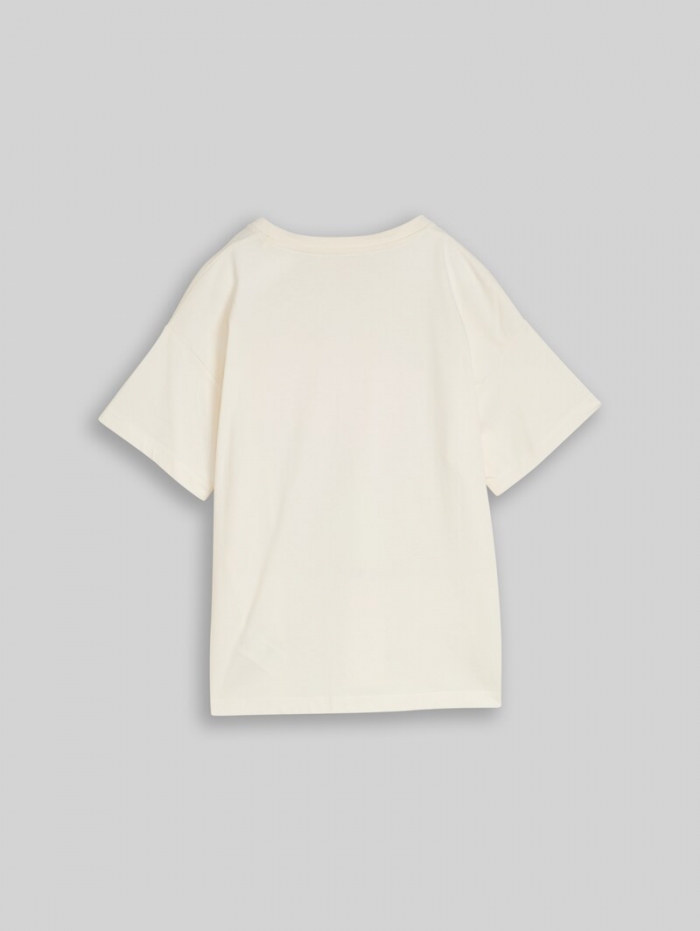 Tom Tailor Oversize T-Shirt mit Print - Wool White Tom Tailor Oversize T-Shirt mit Print - Wool White