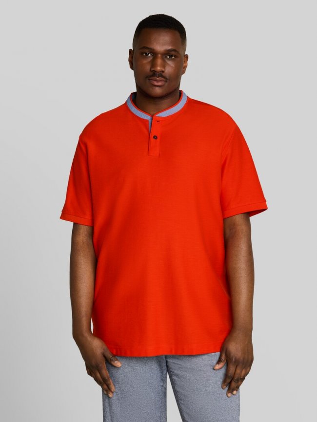 Tom Tailor Plus Size - Poloshirt mit Stehkragen - Orange Red Tom Tailor Plus Size - Poloshirt mit Stehkragen - Orange Red