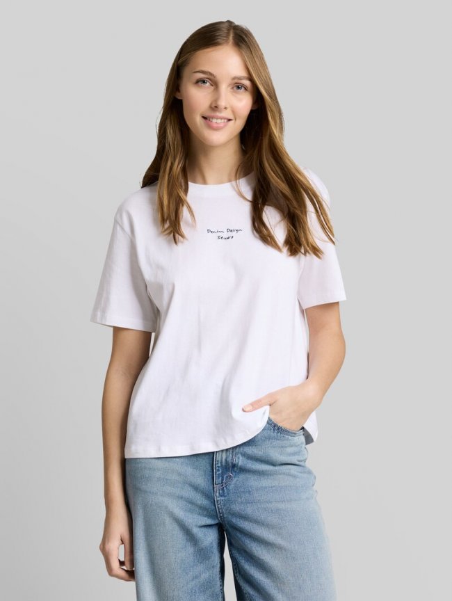 Tom Tailor Boxy Fit T-Shirt mit Stickerei - White Tom Tailor Boxy Fit T-Shirt mit Stickerei - White