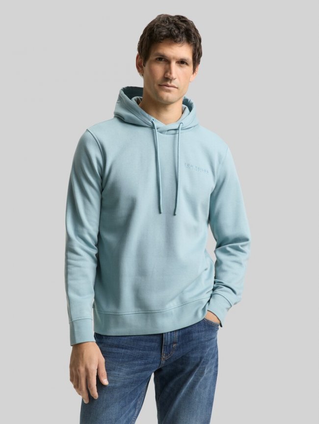 Tom Tailor Hoodie Sweatshirt mit Logo-Print - Tourmaline Tom Tailor Hoodie Sweatshirt mit Logo-Print - Tourmaline