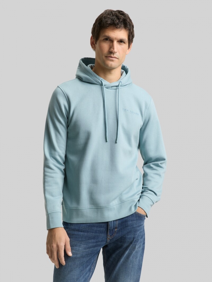 Tom Tailor Hoodie Sweatshirt mit Logo-Print - Tourmaline Tom Tailor Hoodie Sweatshirt mit Logo-Print - Tourmaline