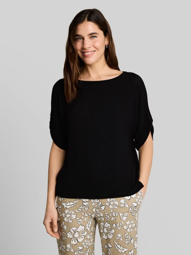 Tom Tailor T-Shirt mit Turn-Up-Funktion - Deep Black