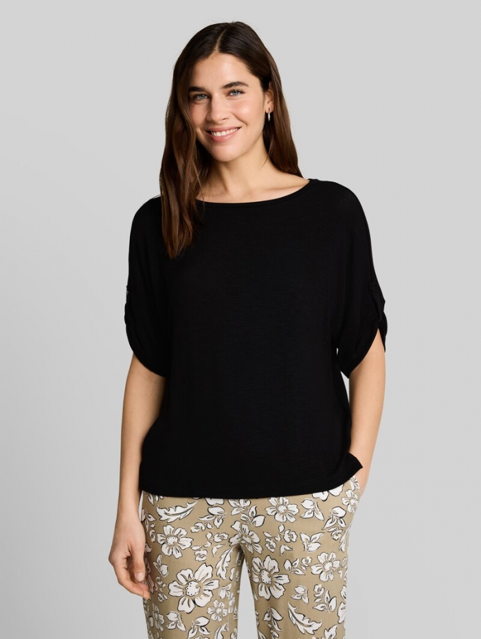 Tom Tailor T-Shirt mit Turn-Up-Funktion - Deep Black Tom Tailor T-Shirt mit Turn-Up-Funktion - Deep Black