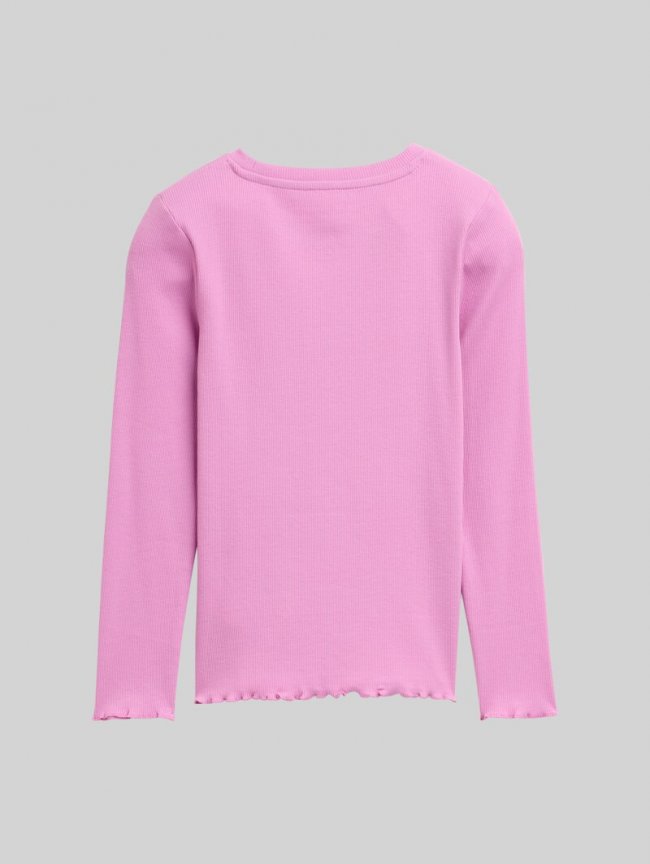 Tom Tailor Ripp Langarmshirt mit Stickerei - Flashy Mauve Tom Tailor Ripp Langarmshirt mit Stickerei - Flashy Mauve