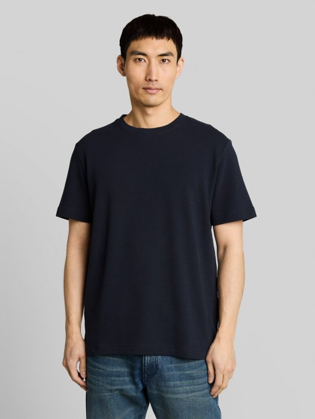 Tom Tailor T-Shirt aus Baumwolle - Sky Captain Blue Ottoman Tom Tailor T-Shirt aus Baumwolle - Sky Captain Blue Ottoman