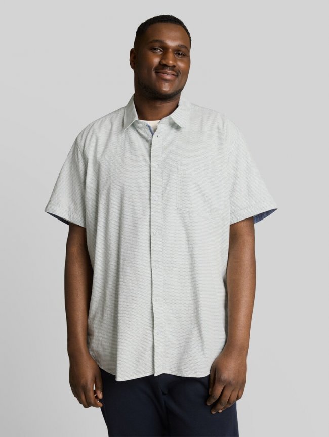 Tom Tailor Plus Size - Regular Fit Kurzarmhemd aus Baumwolle - Gardenia White Dot Structure Tom Tailor Plus Size - Regular Fit Kurzarmhemd aus Baumwolle - Gardenia White Dot Structure