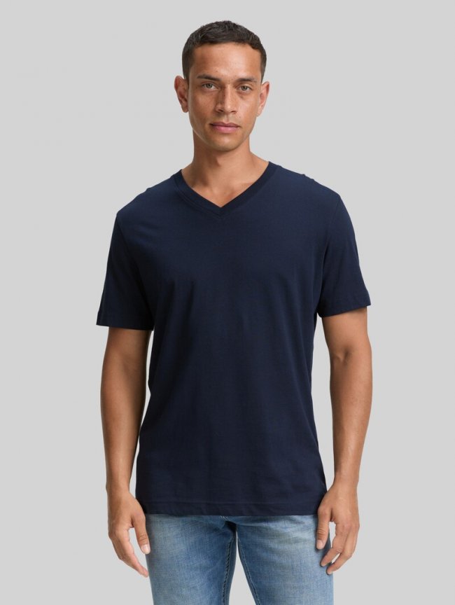 Tom Tailor T-Shirts mit V-Ausschnitt im 2er-Pack - Sky Captain Blue Tom Tailor T-Shirts mit V-Ausschnitt im 2er-Pack - Sky Captain Blue