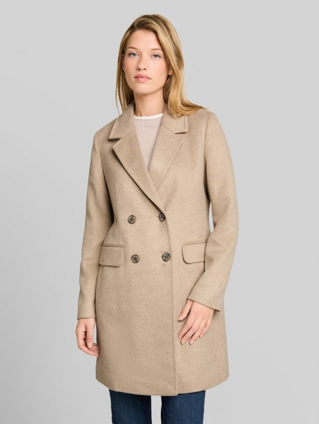 Tom Tailor Slim Fit Mantel mit Taschen - Mink Beige Melange Tom Tailor Slim Fit Mantel mit Taschen - Mink Beige Melange