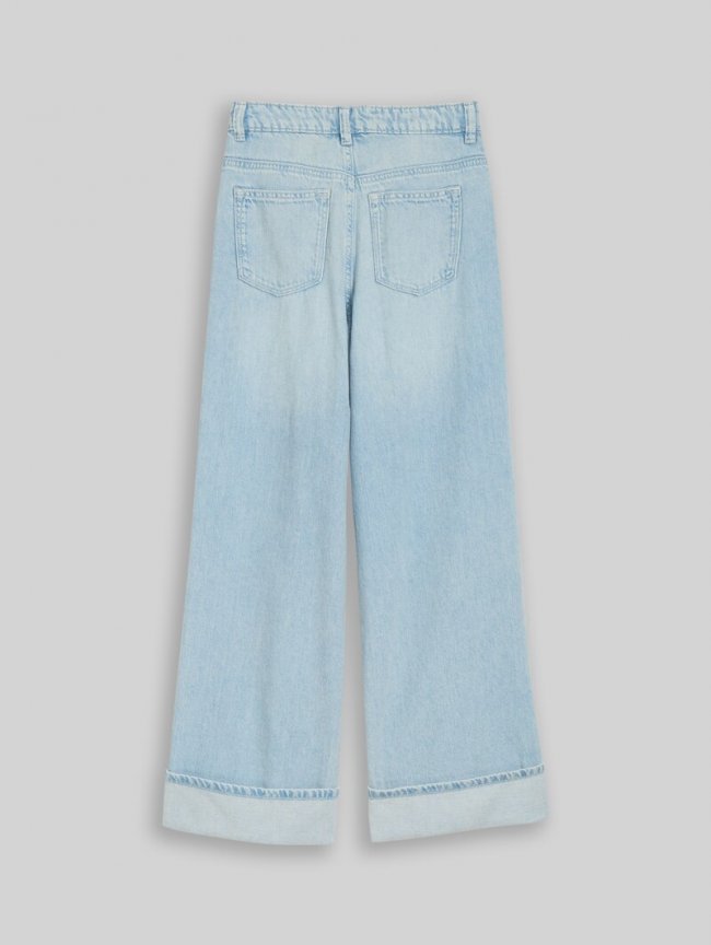 Tom Tailor Wide Leg Jeans mit Turn-up - Bleached Blue Denim Tom Tailor Wide Leg Jeans mit Turn-up - Bleached Blue Denim