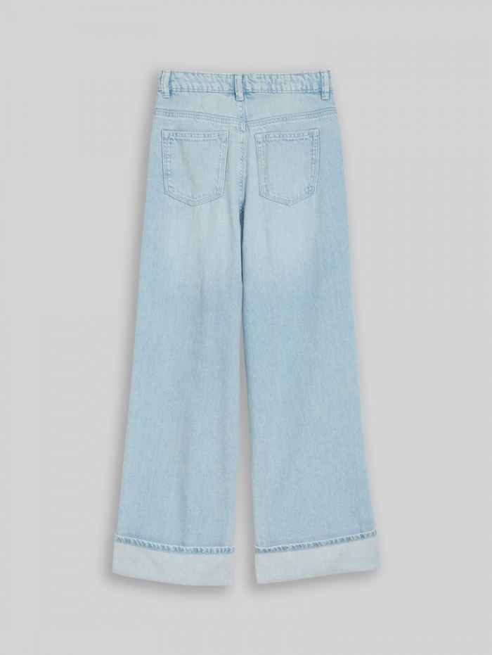 Tom Tailor Wide Leg Jeans mit Turn-up - Bleached Blue Denim Tom Tailor Wide Leg Jeans mit Turn-up - Bleached Blue Denim