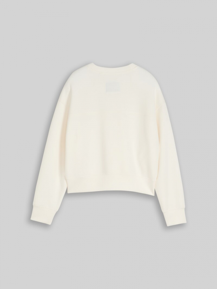 Tom Tailor Cropped Scuba Sweatshirt - Gardenia White Tom Tailor Cropped Scuba Sweatshirt - Gardenia White
