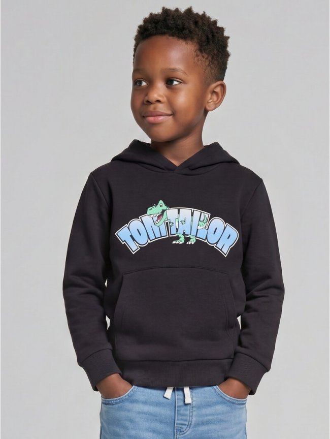 Tom Tailor Hoodie Sweatshirt mit Logo-Print - Coal Grey Tom Tailor Hoodie Sweatshirt mit Logo-Print - Coal Grey