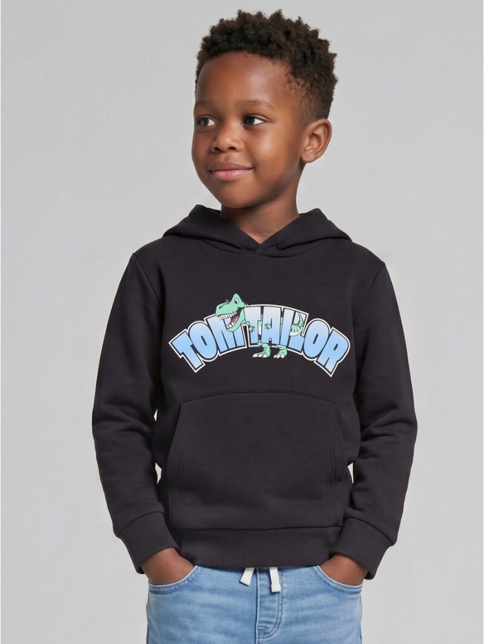 Tom Tailor Hoodie Sweatshirt mit Logo-Print - Coal Grey Tom Tailor Hoodie Sweatshirt mit Logo-Print - Coal Grey