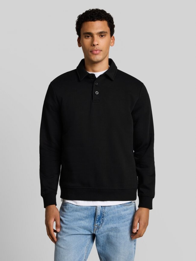 Tom Tailor Sweatshirt mit Polokragen - Black Tom Tailor Sweatshirt mit Polokragen - Black