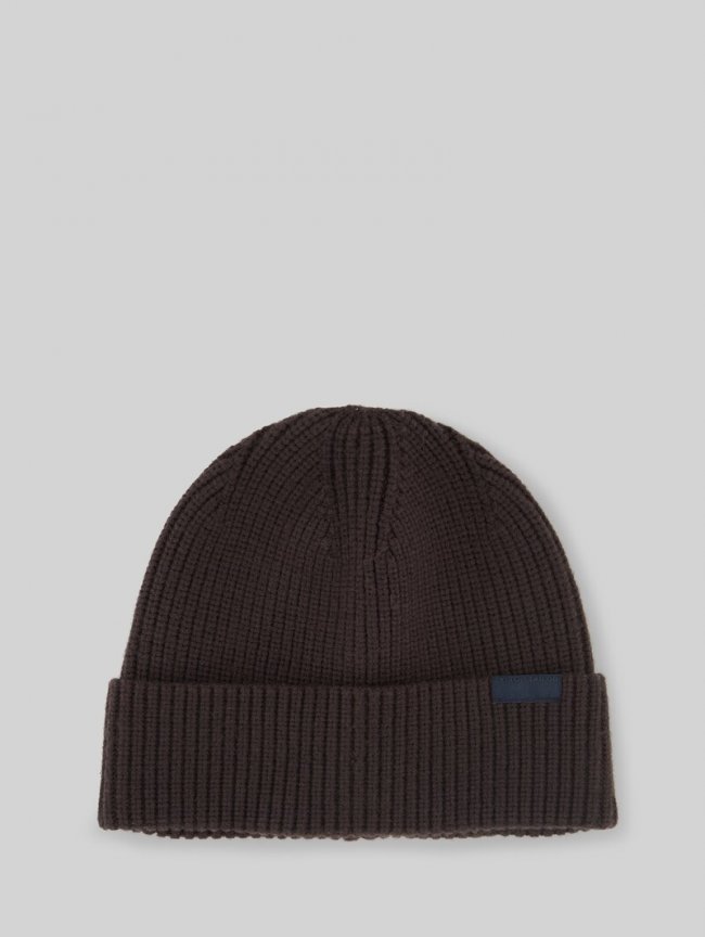 Tom Tailor Beanie Mütze mit Logo-Label - Dark Chocolate Brown Tom Tailor Beanie Mütze mit Logo-Label - Dark Chocolate Brown