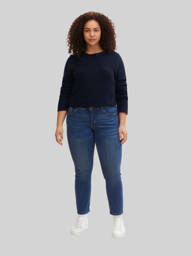 Tom Tailor Plus Size - TTPLUS SLIM Jeans - Used Mid Stone Blue Denim Tom Tailor Plus Size - TTPLUS SLIM Jeans - Used Mid Stone Blue Denim