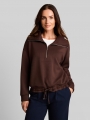 Tom Tailor Troyer Sweatshirt aus Scuba - Java Dark Brown