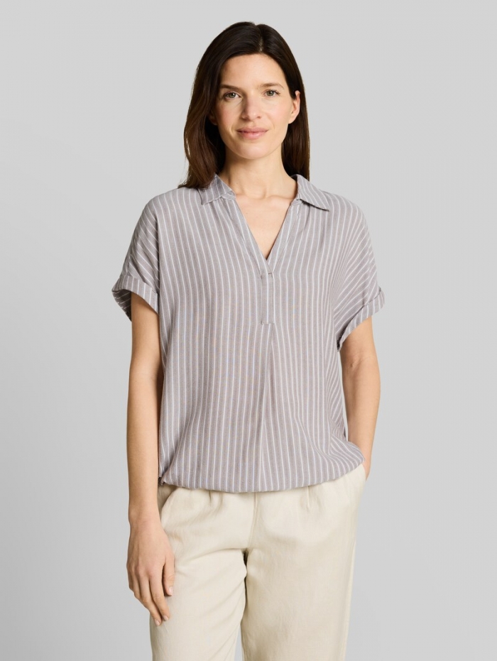 Tom Tailor Loose Fit Bluse mit Streifenmuster - Taupe Grey White Stripe Tom Tailor Loose Fit Bluse mit Streifenmuster - Taupe Grey White Stripe