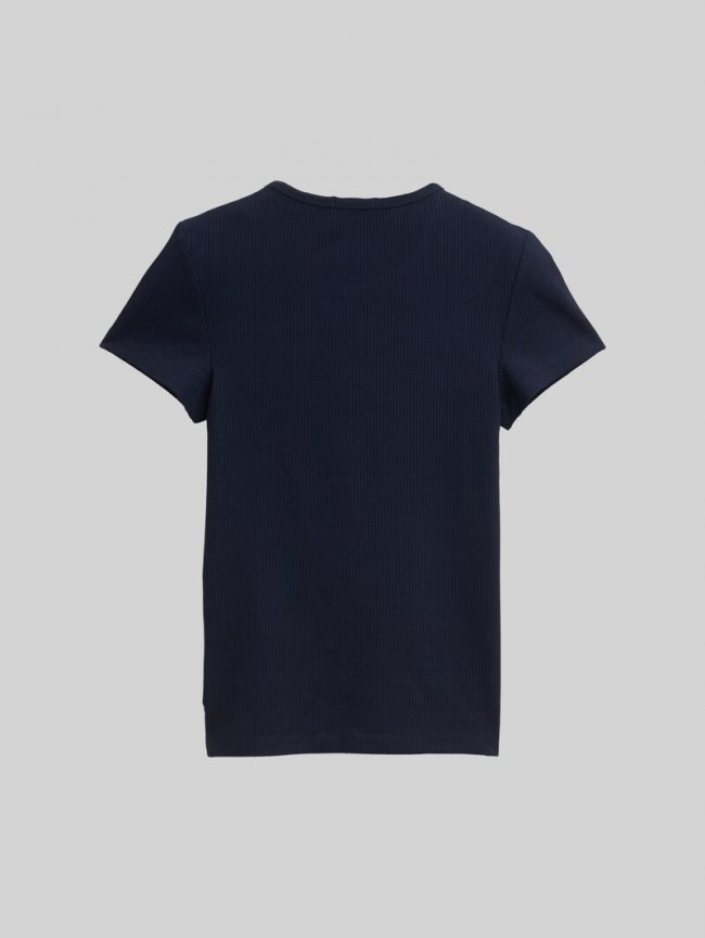 Tom Tailor Ripp T-Shirt mit Cut-Outs - Sky Captain Blue Tom Tailor Ripp T-Shirt mit Cut-Outs - Sky Captain Blue