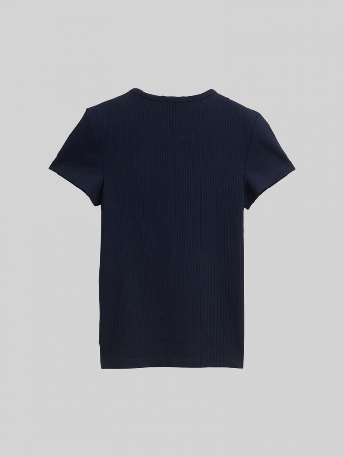 Tom Tailor Ripp T-Shirt mit Cut-Outs - Sky Captain Blue Tom Tailor Ripp T-Shirt mit Cut-Outs - Sky Captain Blue