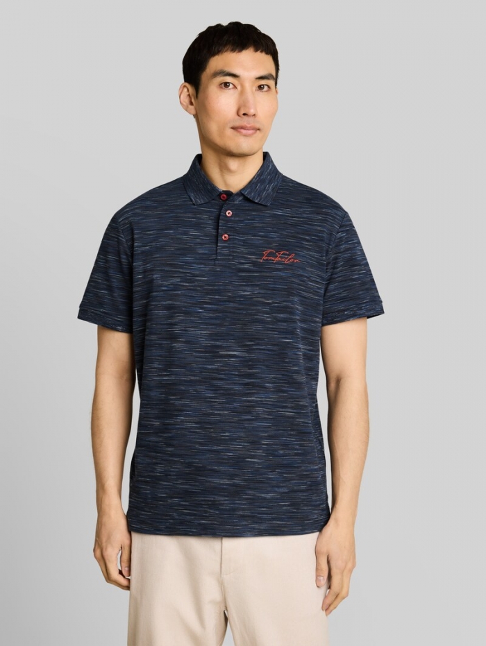 Tom Tailor Piqué Poloshirt in Melange-Optik - Navy Tonal Spacedye Tom Tailor Piqué Poloshirt in Melange-Optik - Navy Tonal Spacedye