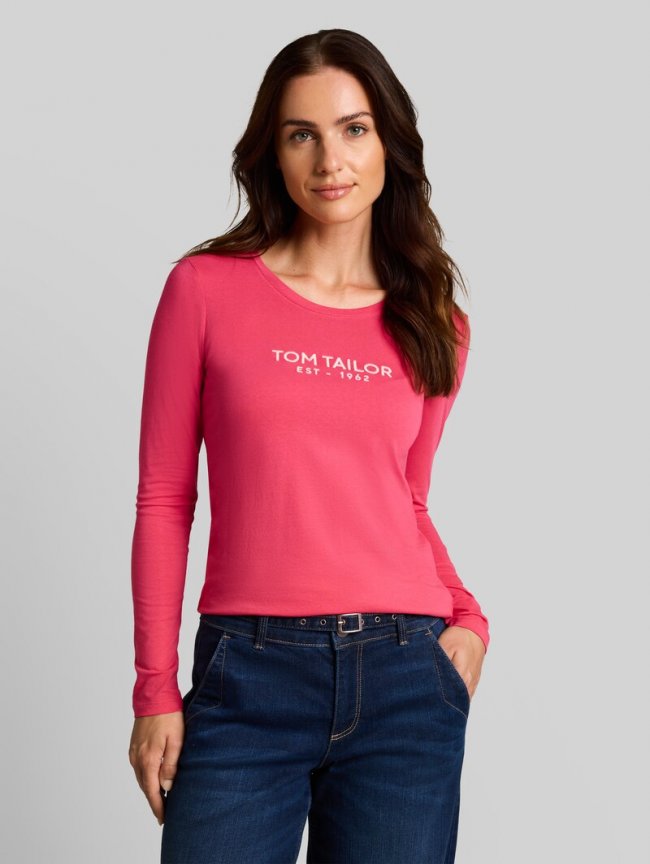 Tom Tailor Langarmshirt mit Logo-Print - Rose Pink Tom Tailor Langarmshirt mit Logo-Print - Rose Pink