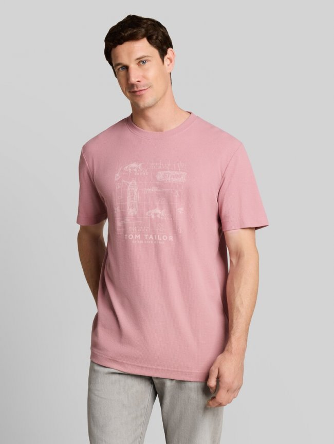 Tom Tailor T-Shirt mit Waffelstruktur - Dusty Rose