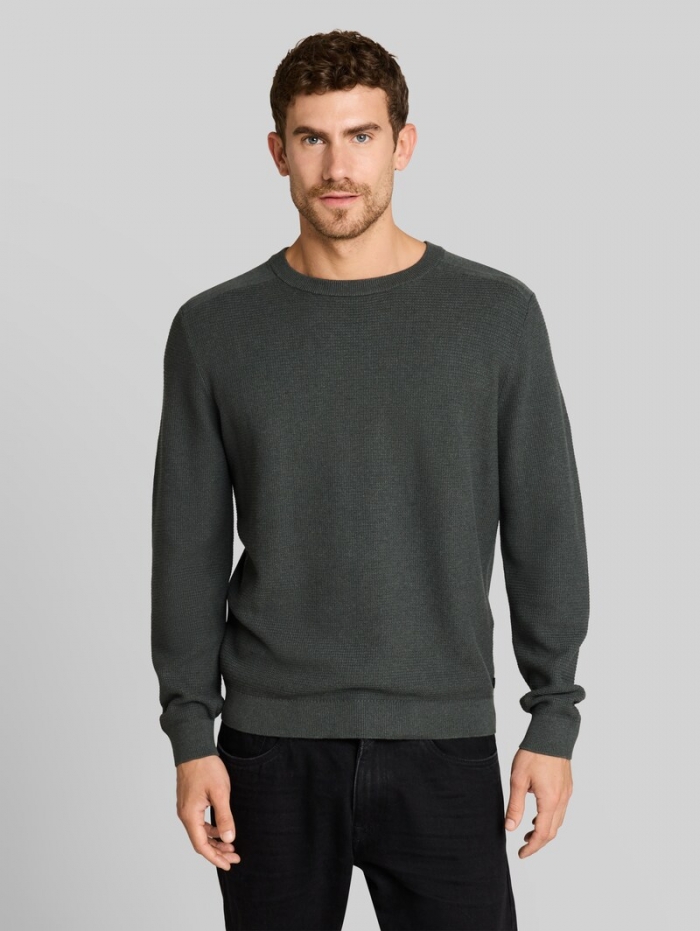 Tom Tailor Strickpullover aus Baumwolle - Darkest Olive Melange Tom Tailor Strickpullover aus Baumwolle - Darkest Olive Melange