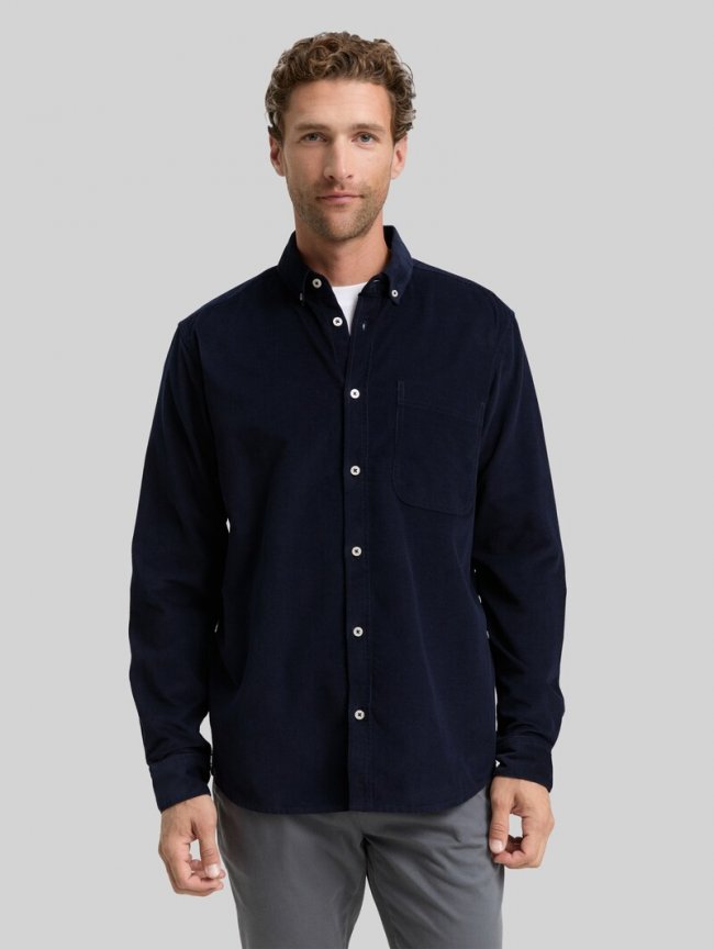 Tom Tailor Regular Fit Cordhemd mit Brusttasche - Sky Captain Blue Tom Tailor Regular Fit Cordhemd mit Brusttasche - Sky Captain Blue