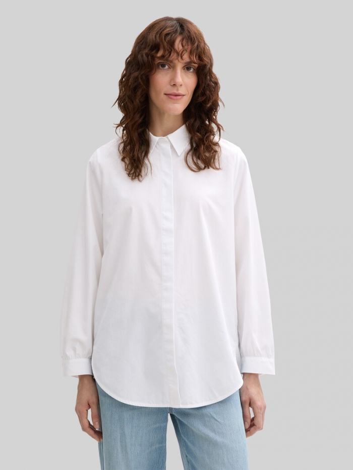 Tom Tailor Loose Fit Hemdbluse - White Tom Tailor Loose Fit Hemdbluse - White