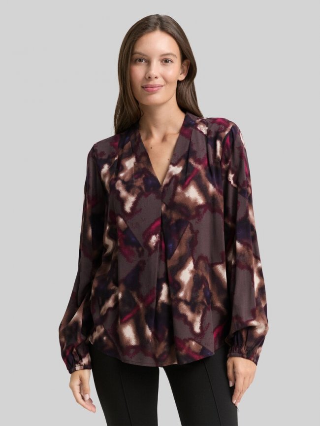 Tom Tailor Bluse mit Muster - Brown Blurry Argyle Tom Tailor Bluse mit Muster - Brown Blurry Argyle
