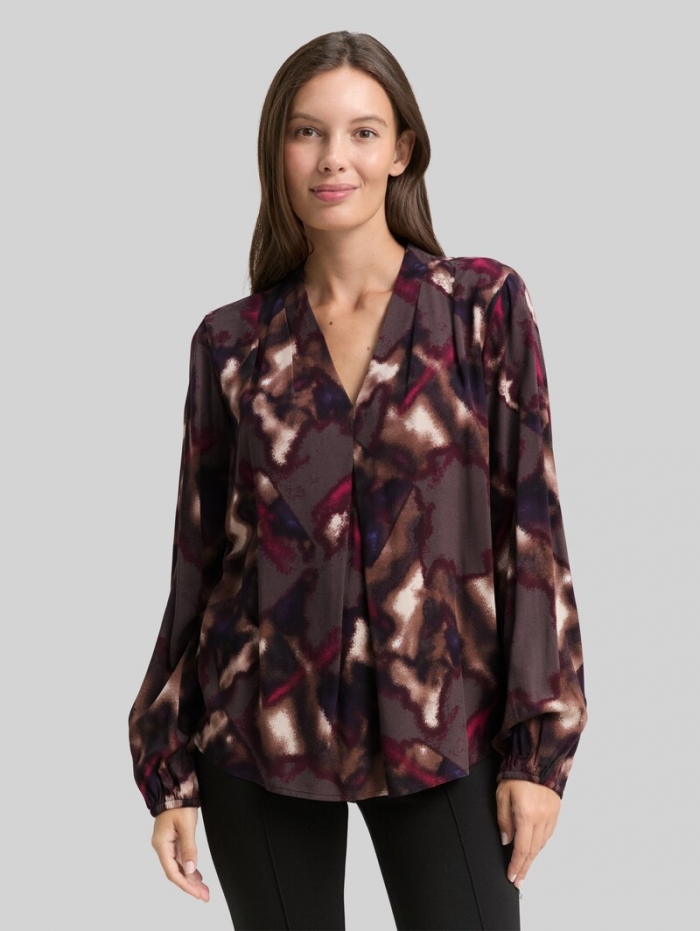 Tom Tailor Bluse mit Muster - Brown Blurry Argyle Tom Tailor Bluse mit Muster - Brown Blurry Argyle