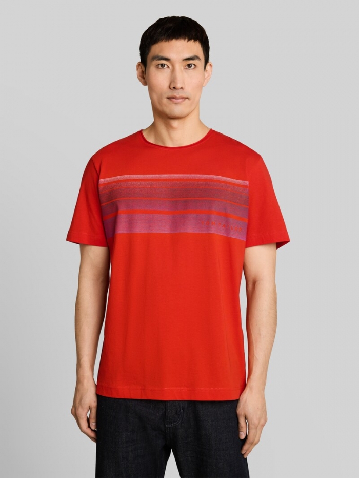 Tom Tailor T-Shirt mit Print auf der Brust - Orange Red Tom Tailor T-Shirt mit Print auf der Brust - Orange Red