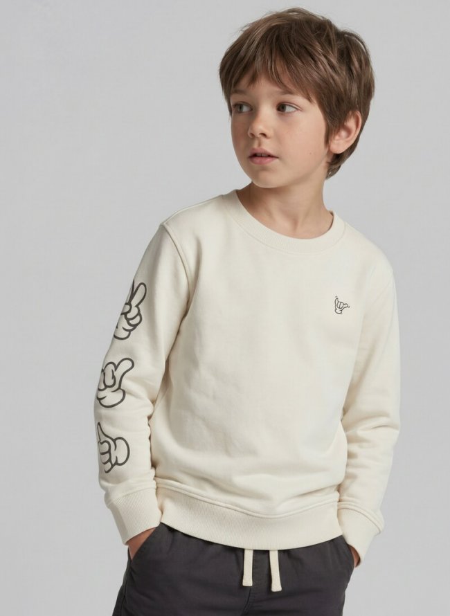 Tom Tailor Basic Sweatshirt mit Print - Greyish White Tom Tailor Basic Sweatshirt mit Print - Greyish White