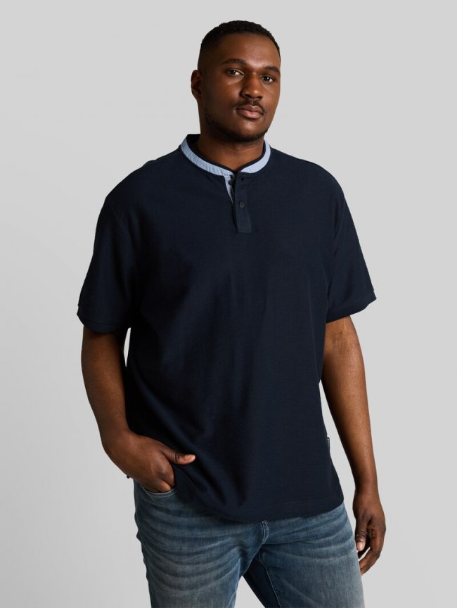 Tom Tailor Plus Size - Poloshirt mit Stehkragen - Sky Captain Blue Tom Tailor Plus Size - Poloshirt mit Stehkragen - Sky Captain Blue