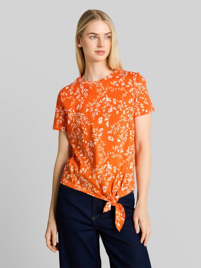 Tom Tailor T-Shirt mit Knotendetail - Red White Flower Print Tom Tailor T-Shirt mit Knotendetail - Red White Flower Print
