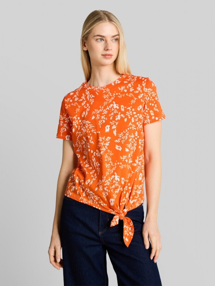 Tom Tailor T-Shirt mit Knotendetail - Red White Flower Print Tom Tailor T-Shirt mit Knotendetail - Red White Flower Print
