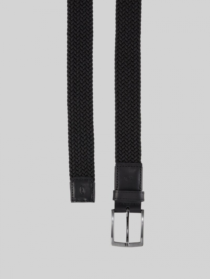 Tom Tailor TTJAMIE Elastischer Flechtgürtel mit eckiger Dornschließe - Black Uni