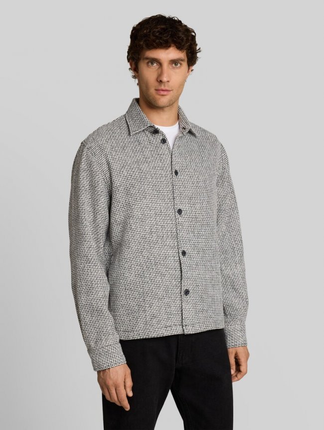 Tom Tailor Overshirt mit Taschen - Black White Structure Tom Tailor Overshirt mit Taschen - Black White Structure