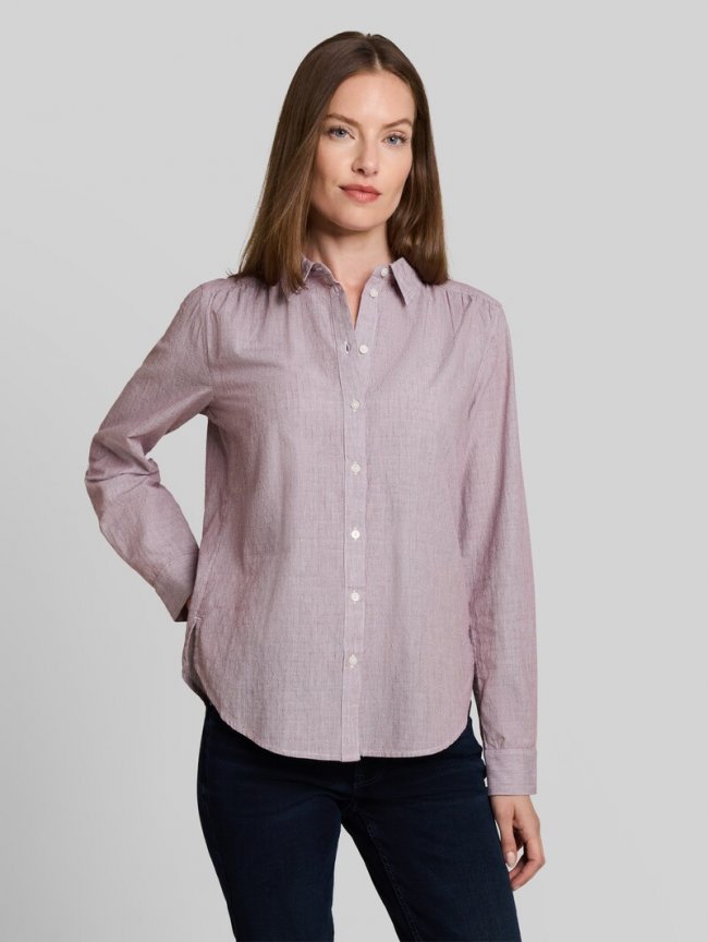 Tom Tailor Hemdbluse mit Turn-up-Funktion - Preppy Plum Dobby Tom Tailor Hemdbluse mit Turn-up-Funktion - Preppy Plum Dobby