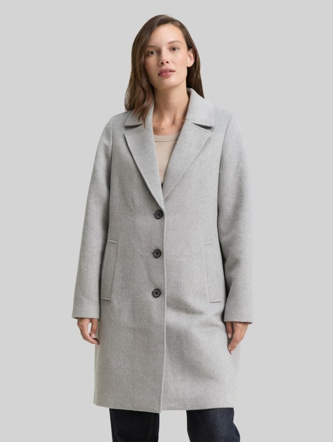 Tom Tailor Wollmantel mit Eingriffstaschen - Medium Silver Grey Melange Tom Tailor Wollmantel mit Eingriffstaschen - Medium Silver Grey Melange
